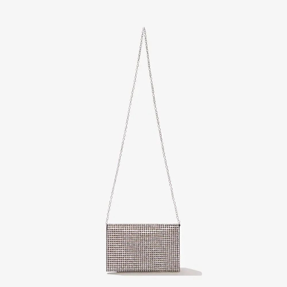 Amber sceats black Stella crystal evening wedding shoulder strap bag clutch